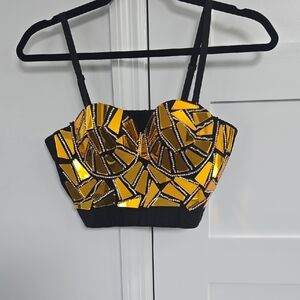 Gold and Black Geometric Women's Top
